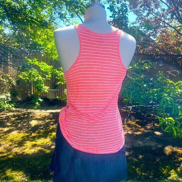 J CREW -Striped Neon Orange 100% linen Tank Top - Picture 4 of 6